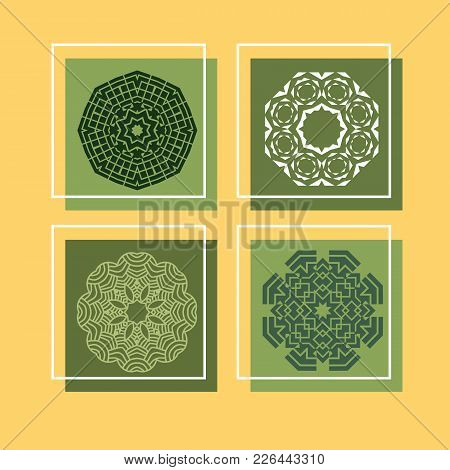 Set  Of Outline Mandalas. Arabian And Indian, Tibetan  Ornament. Hand Drawn Decorative  Background,d