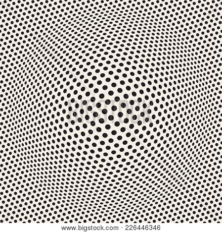 Halftone Bloat Effect Optical Illusion. Abstract Geometric Background Design. Vector Seamless Retro 