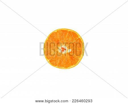 A Half Of Fresh Orange Isolated On White Background.