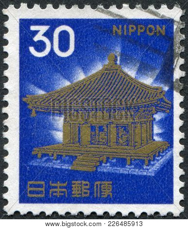 Japan - Circa 1968: A Stamp Printed In Japan, Depicts Golden Hall, Chusonji, Circa 1968