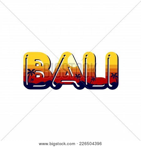 Bali Beach Time Tropical Island Summer Vacation Vector Art Logo Template
