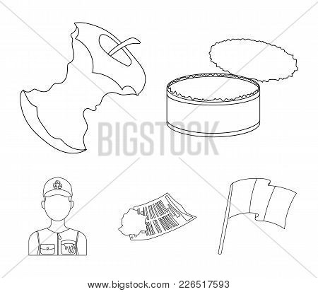 Can Used Used Pot, Apple Stub, Old Dirty And Wrinkled Newspaper, The Man Who Takes Out The Garbage.g