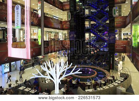 Moscow, Russia - August 24, 2013: Interior Of Shopping And Entertainment Complex Evropeisky