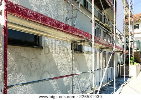 Scaffolding On A Public Building In Detail