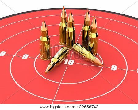 Kugler på toppen rød mål, ammunition og ammunition