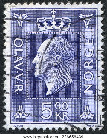 Norway - Circa 1970: A Stamp Printed In The Norway, Depicts King Olav V, Circa 1970