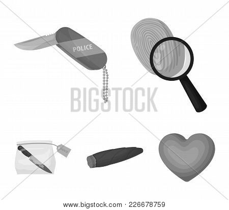 A Fingerprint Study, A Folding Knife, A Cigar Detective, A Crime Weapon Tool In The Package. Crime A