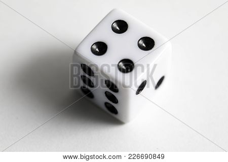 Dice Shot Up Close On A White Background, Four