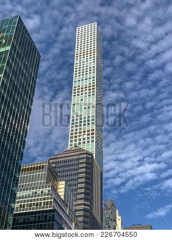 New York City - January 7, 2018: 432 Park Avenue, New York City Residential Tower Skyscraper In Midt