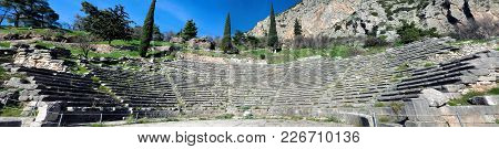 Ruins Of The Ancient Temple Of Apollo At Delphi, Greece