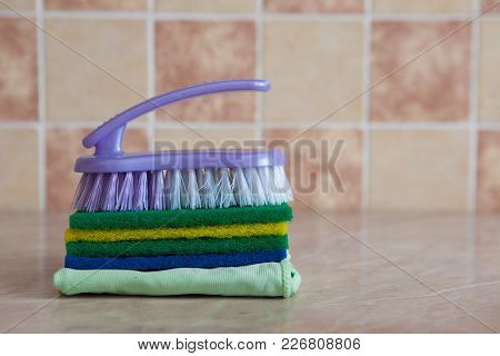 Used Cleaning Rag On Table, Rag For Cleaning On Wood Table.
