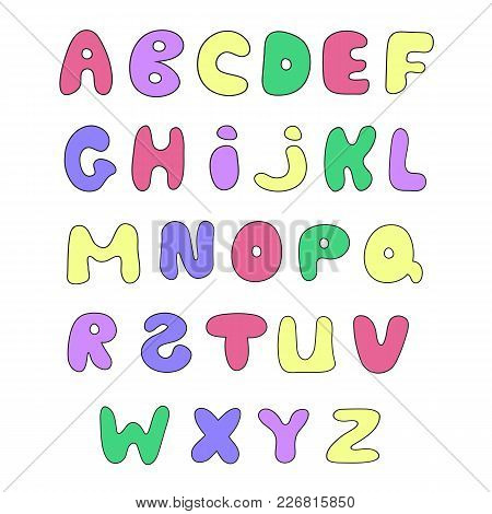 Cute Hand Drawn Alphabet. Vector Funny Comics Font.