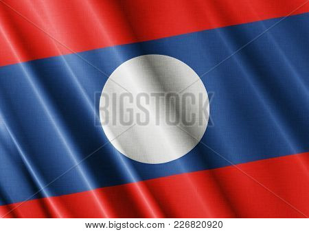 Laos Textured Proud Country Waving Flag Close
