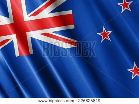 New Zealand Textured Proud Country Waving Flag Close