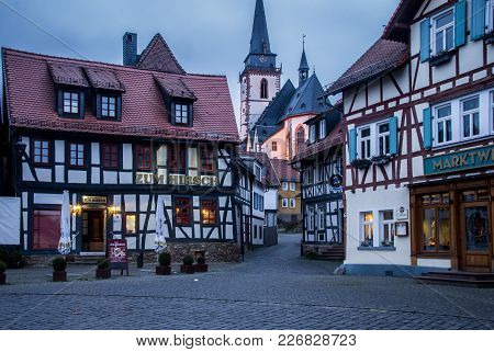 Oberursel, Germany - February 10 2018: Cityview Of Old Historic Town Of Oberursel Germany.