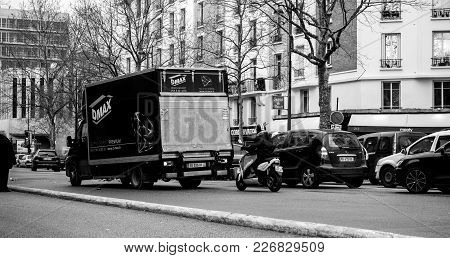 Paris, France - Jan 30, 2018: Rue De Courcelles  In Paris, Black And White