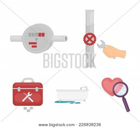 Water Meter, Bath And Other Equipment.plumbing Set Collection Icons In Cartoon Style Vector Symbol S