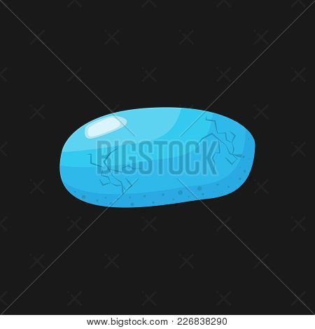 A Small Gem Of Bright Blue On A Black Background. A Blue Stone Tanzanite. Vector Illustration. Beaut