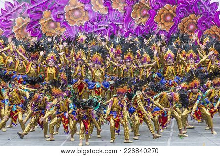 Cebu City , Philippines - Jan 21 : Participants In The Sinulog Festival In Cebu City Philippines On 