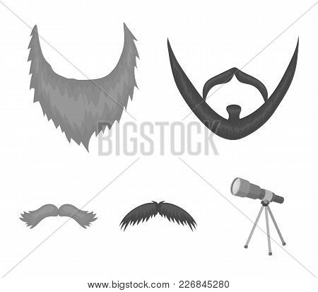 Mustache And Beard, Hairstyles Monochrome Icons In Set Collection For Design. Stylish Haircut Vector