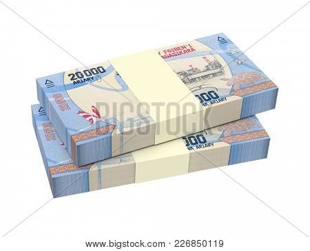 Malagasy ariary bills isolated on white with clipping path. 3D illustration.