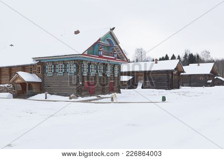 Semenkovo, Vologda Region, Russia - February 11, 2018: Kopylov House On The Village Street Of The Ar