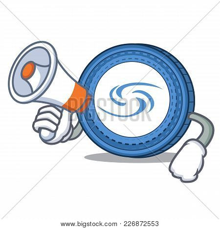 With Megaphone Syscoin Character Cartoon Style Vector Illustration