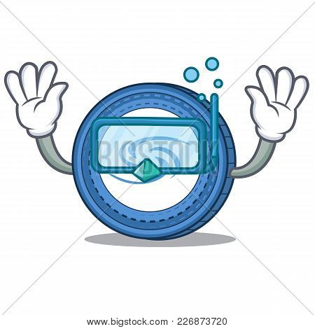 Diving Syscoin Character Cartoon Style Vector Illustration