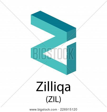 Colourful Cruptocurrency Zilliqa Symbol Isolated On White Background
