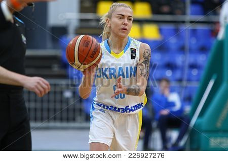 Kyiv, Ukraine - February 14, 2018: Arina Bilotserkivska Of Ukraine In Action During Fiba Womens Euro