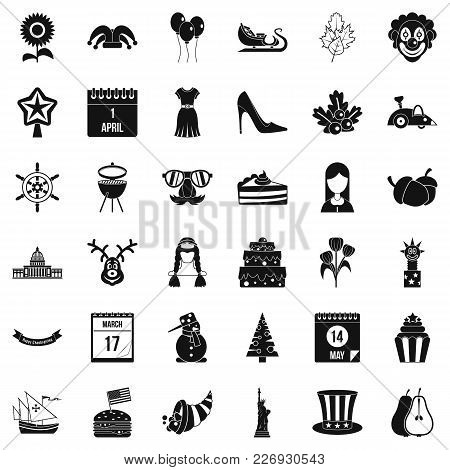 National Folklore Icons Set. Simple Set Of 36 National Folklore Vector Icons For Web Isolated On Whi