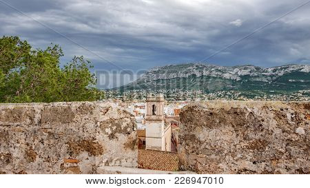 Profile Of Denia Church Bellfry And Montgo Mountain
