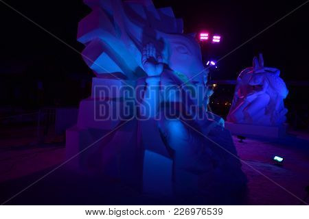 Breckenridge, Colorado, Usa: Jan 28, 2018: Lord Ganesha Snow Sculpture Championships