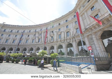 Rome Italy - June 13, 2019: Unidentified People Visit Palazzo Naiadi Luxury Hotel Rome Italy