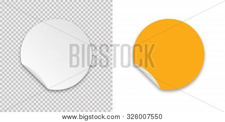 Sticker Realistic Template With Sticker On Transparent Background. Label Sticker Icon. Vector Mockup