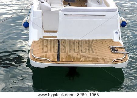 Part Of The Yacht Close Up In The Port.