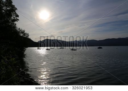 Sailboats At The Walchensee Lake In Germany
