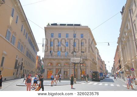 Rome Italy - June 13, 2019: Unidentified People Visit Via Condotti Street Downtown Rome Italy