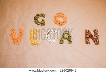 Go Vegan Text Created With Grains Craft Paper Background