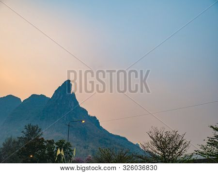 Scenery View In The Morning Of Pha Nok Khao Mountain In Phu Kradueng District Loei City Thailand.phu