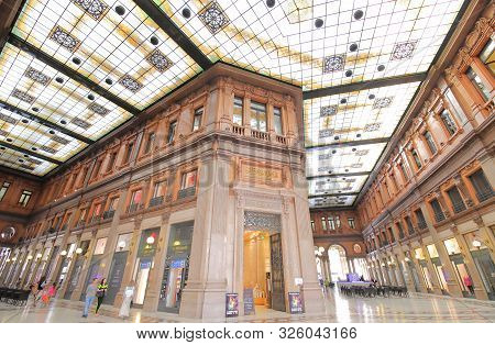 Rome Italy - June 14, 2019: Unidentified People Visit Galleria Alberto Sordi Shopping Arcade Mall Ro
