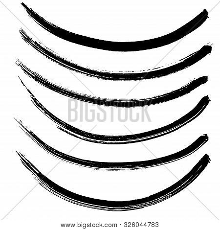 Vector Abstract Black Brush Curl. Black And White Engraved Ink Art. Isolated Splas Illustration Elem