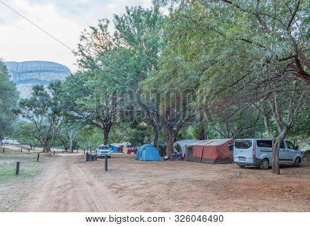 Swadini, South Africa - May 18, 2019: View Of The Caravan Park At Swadini. Vehicles And Tents Are Vi