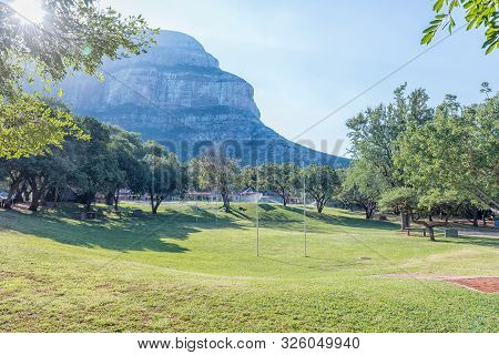 Swadini, South Africa - May 19, 2019: View Of Swadini Holiday Resort. A Rugby Field Is Visible