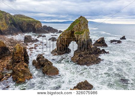 Aerial View Of The Crohy Head Sea Arch, County Donegal - Ireland