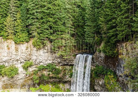 Water Falling Down Brandywine Falls Near Whistler British Columbia Canada.