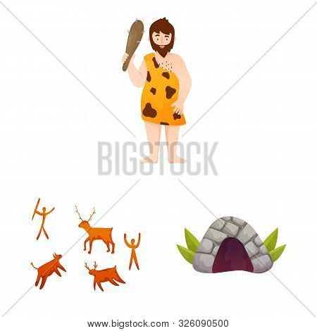 Vector Illustration Of Age And Stone Icon. Collection Of Age And Primitive Vector Icon For Stock.