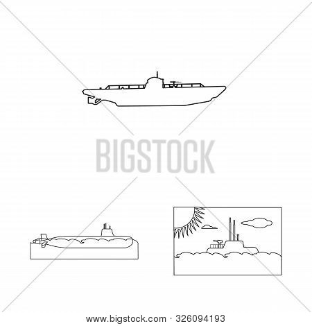 Isolated Object Of Boat And Navy Symbol. Set Of Boat And Deep Vector Icon For Stock.