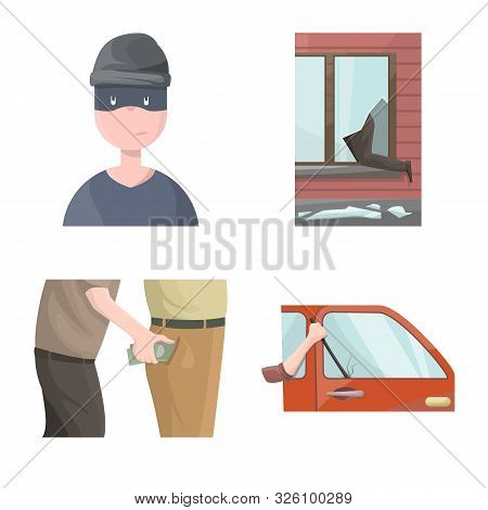 Vector Design Of Criminal And Police Logo. Set Of Criminal And Robbery Stock Vector Illustration.