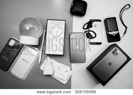 Paris, France - Sep 20, 2019: Unboxing Of The Lastest Iphone Smartphone With Triple-camera Lenses La